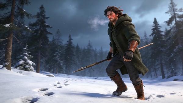 Snowbound Man vs Bear